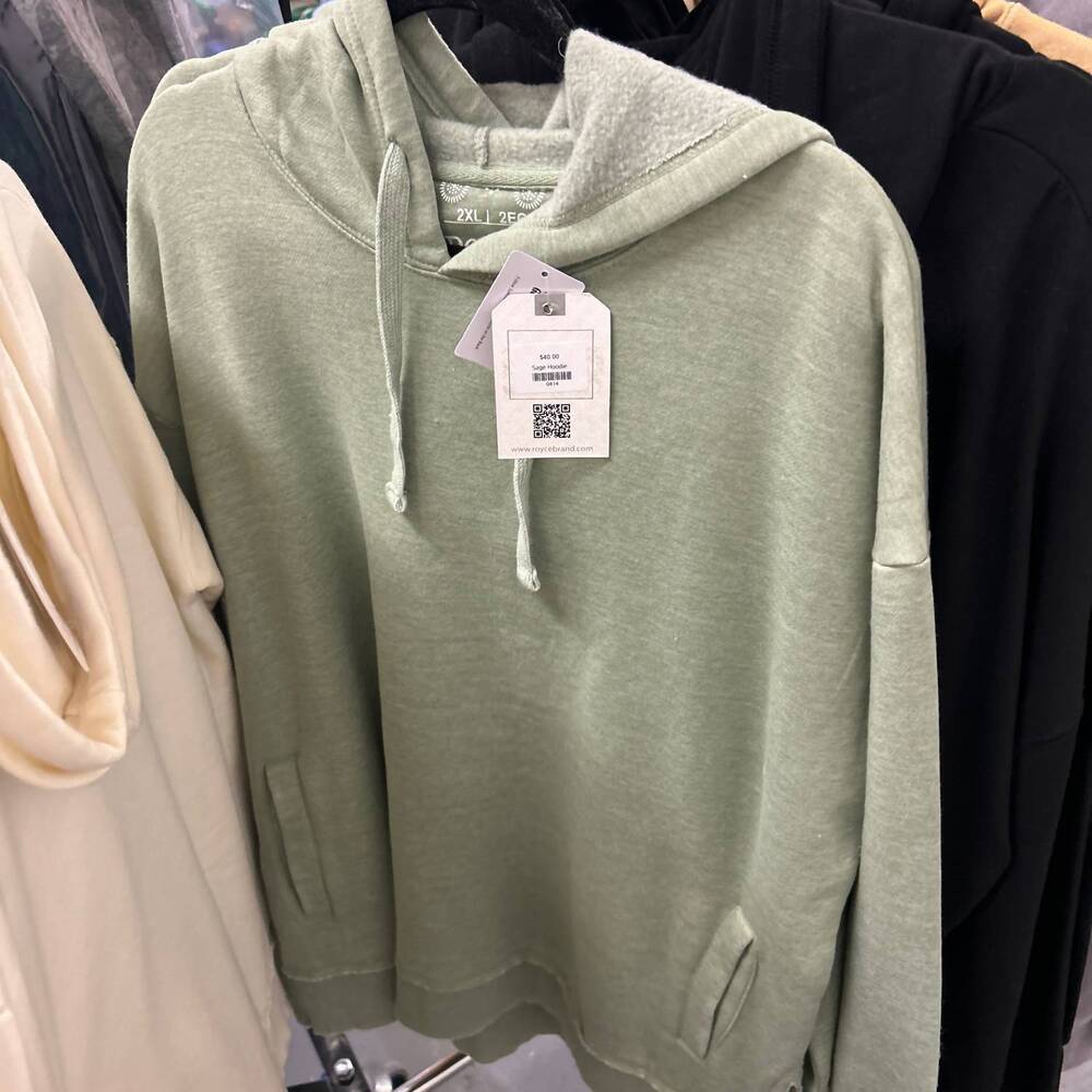 NEW ROYCE APPAREL unisex kangaroo pocket drawstring hoodie in sage